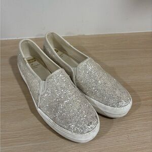 Keds Glittery White Slip-On Sneakers